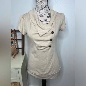BCX Light Beige Short Sleeve Top